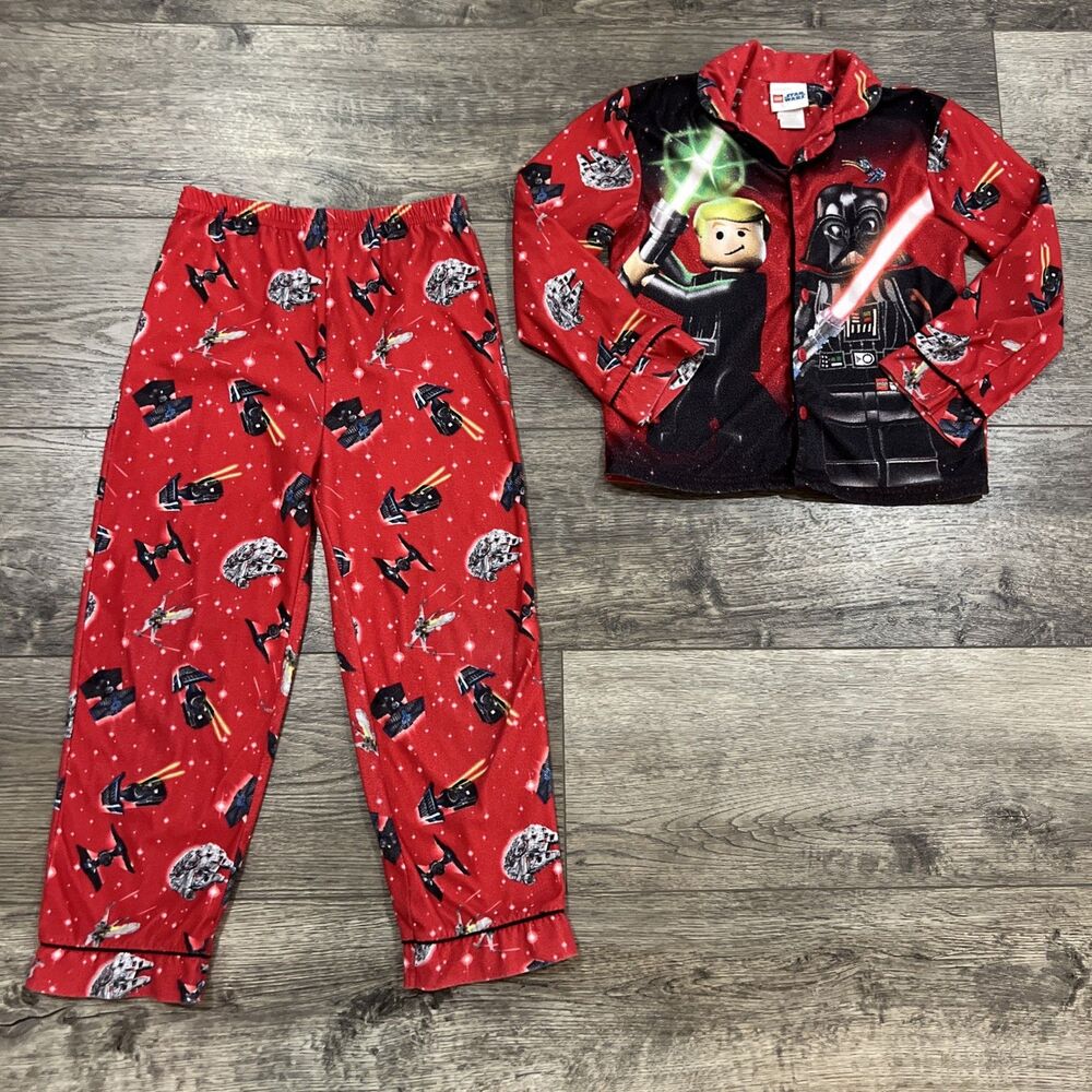 Vintage 2013 Lego Star Wars 2-Piece Pajama Set Luke Darth - Kids Size 10